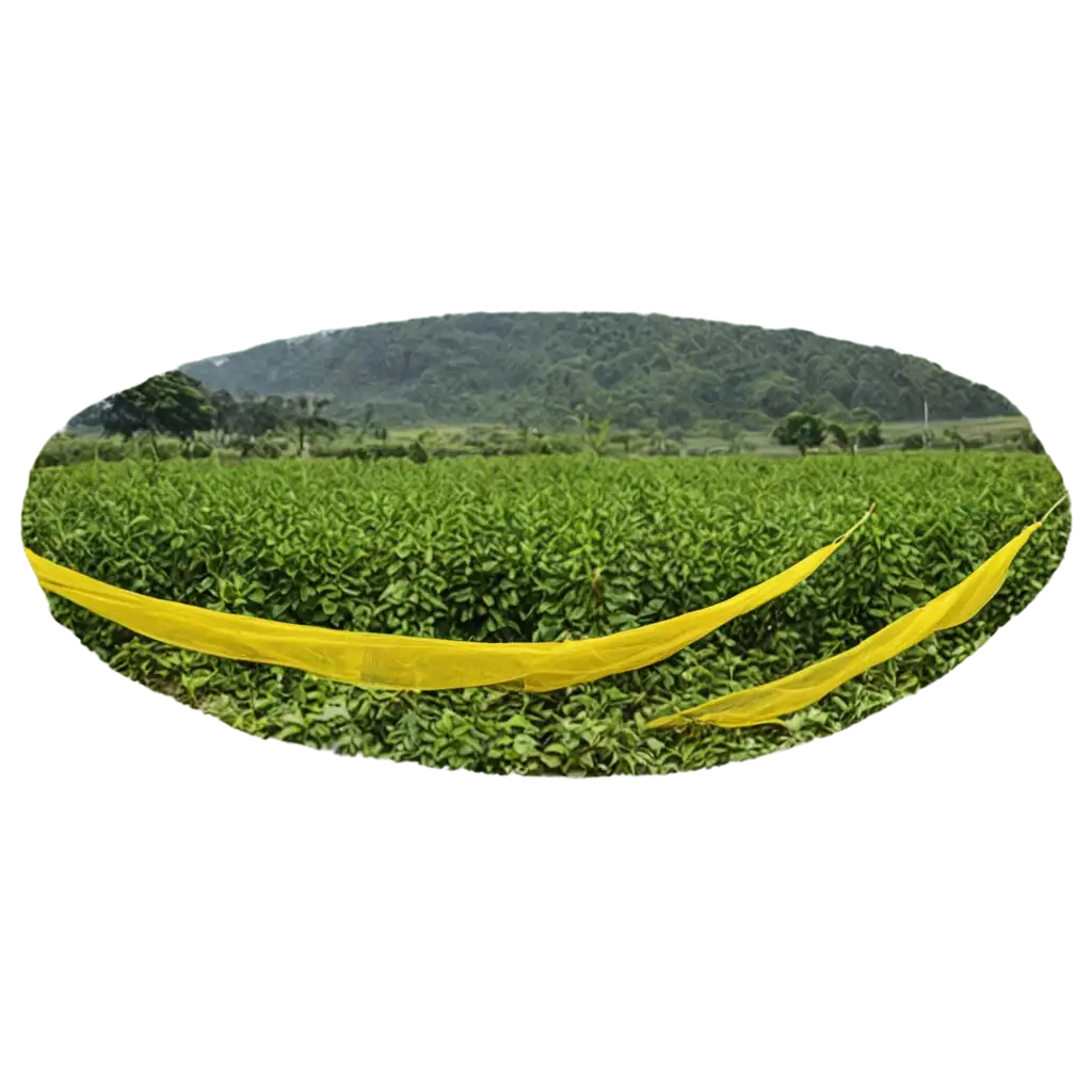 black pepper crop field is  covered with yellow net