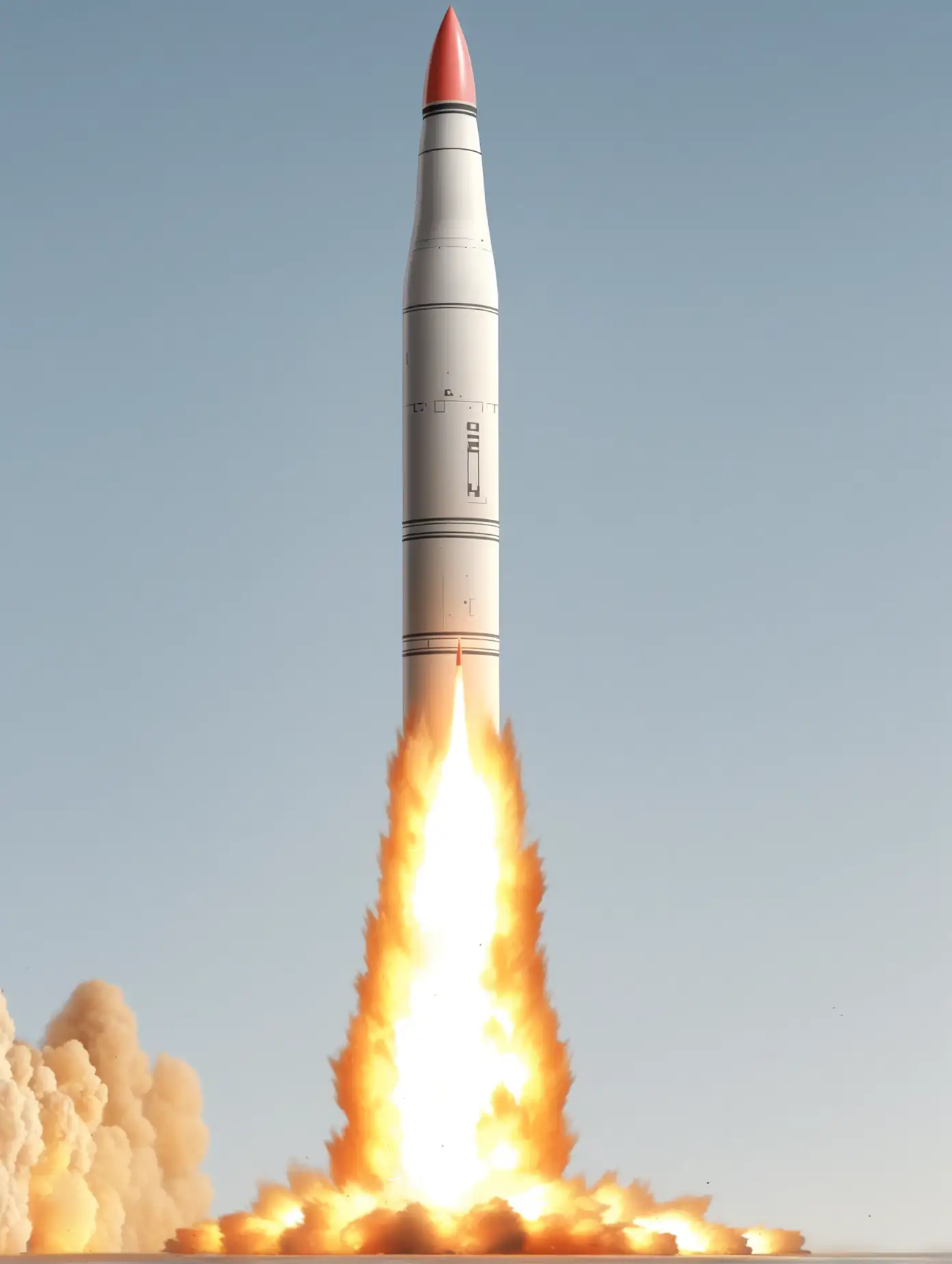 Defaults: beautiful, white background.
Firing super high tech ballistic missile.