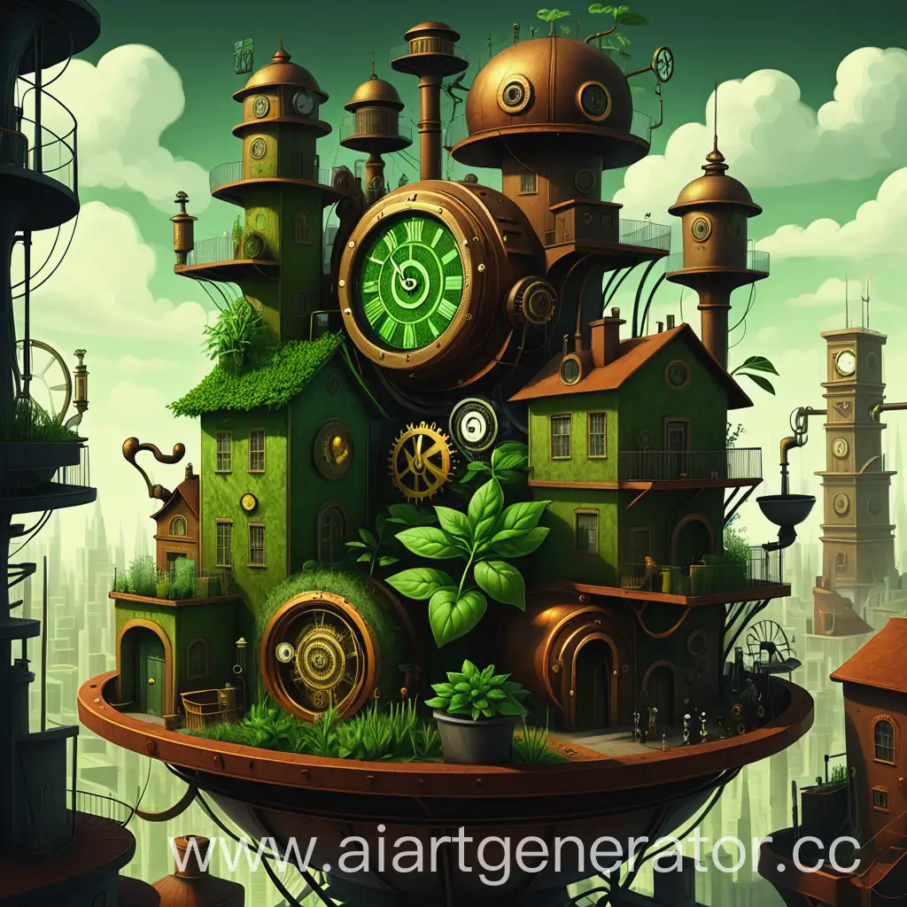 Clockwork-Herb-City-Steampunk-Style-Urban-Landscape-with-Botanical-Features