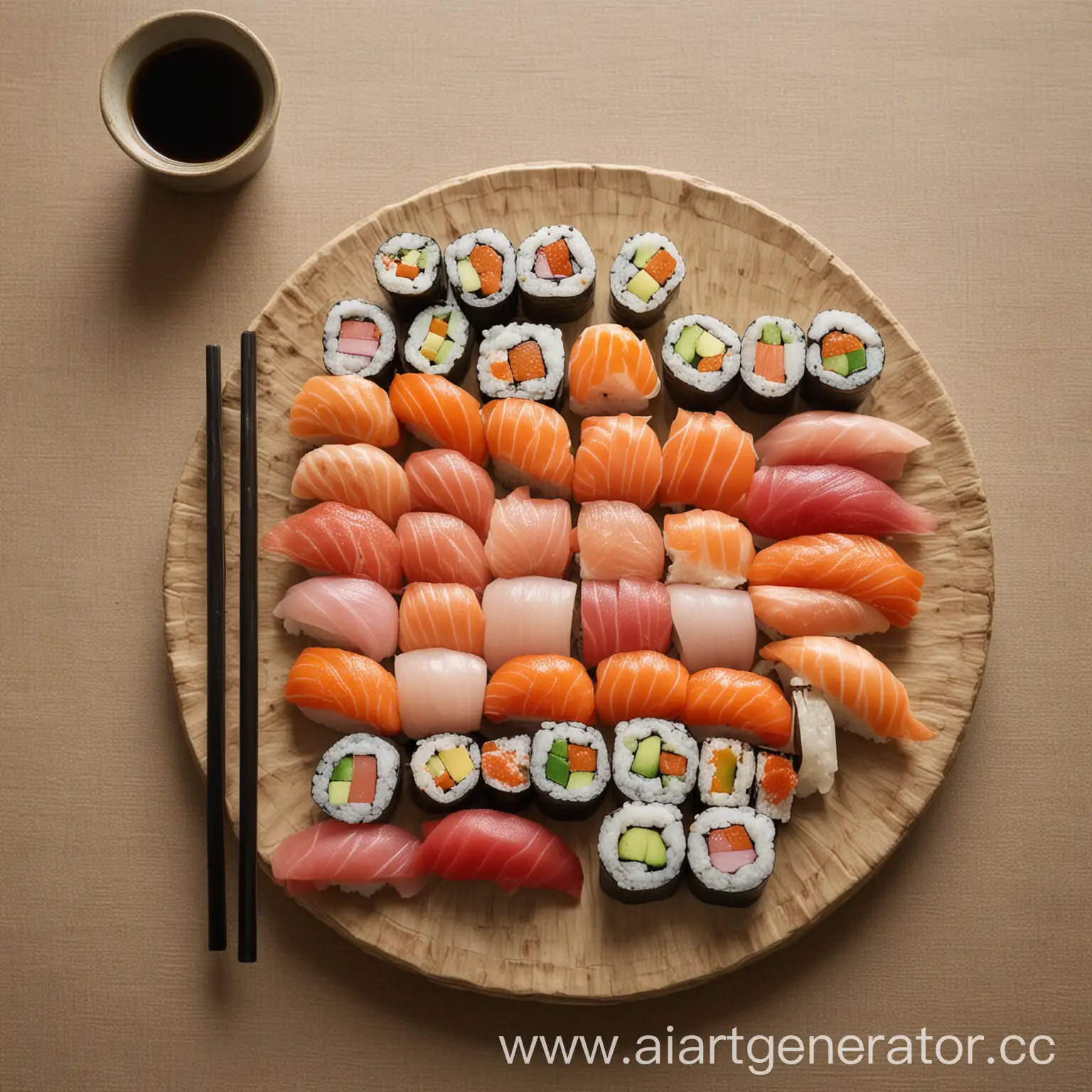 Assorted-Sushi-Rolls-on-Traditional-Japanese-Plate