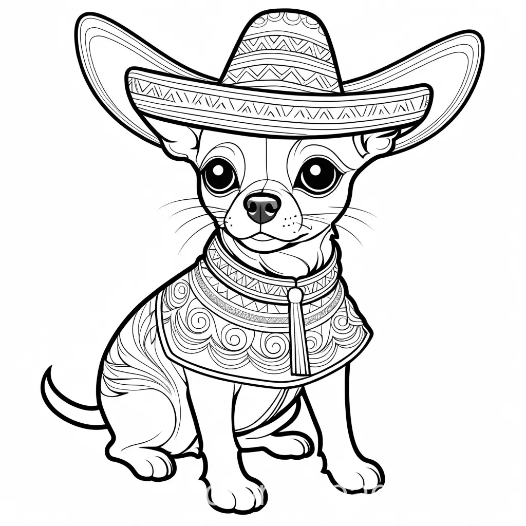 Adorable-Chihuahua-Puppy-Wearing-Sombrero-Coloring-Page
