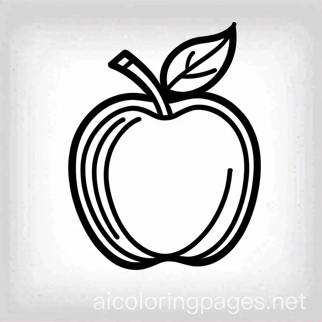 an apple that have face, Coloring Page, black and white, line art, white background, Simplicity, Ample White Space. The background of the coloring page is plain white to make it easy for young children to color within the lines. The outlines of all the subjects are easy to distinguish, making it simple for kids to color without too much difficulty