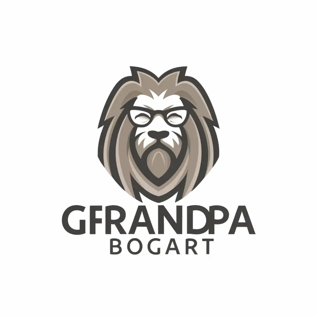 a logo design,with the text "Grandpa bogart", main symbol:Lion/grandfather,Moderate,clear background