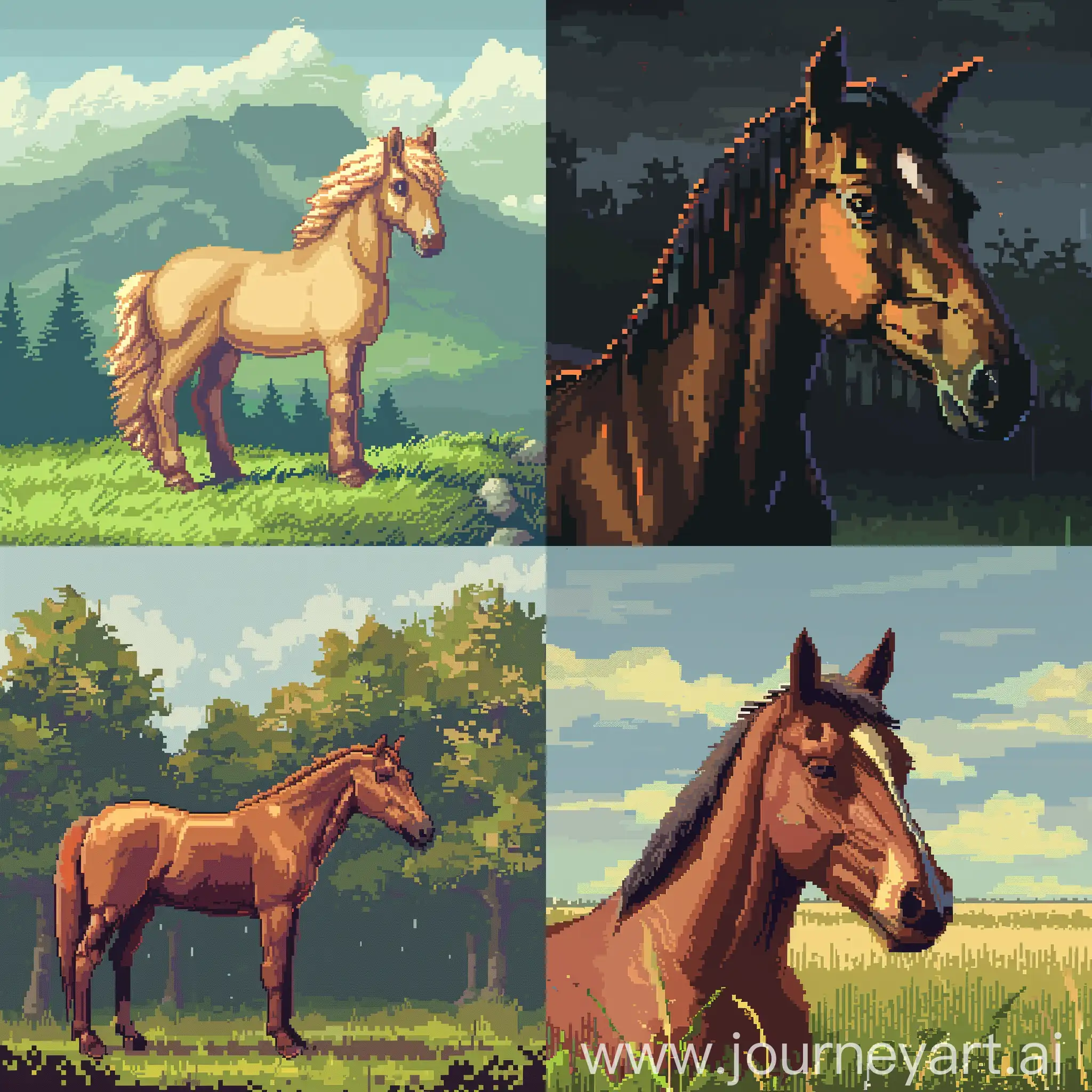 Contemplative-Pixelated-Horse-Artwork