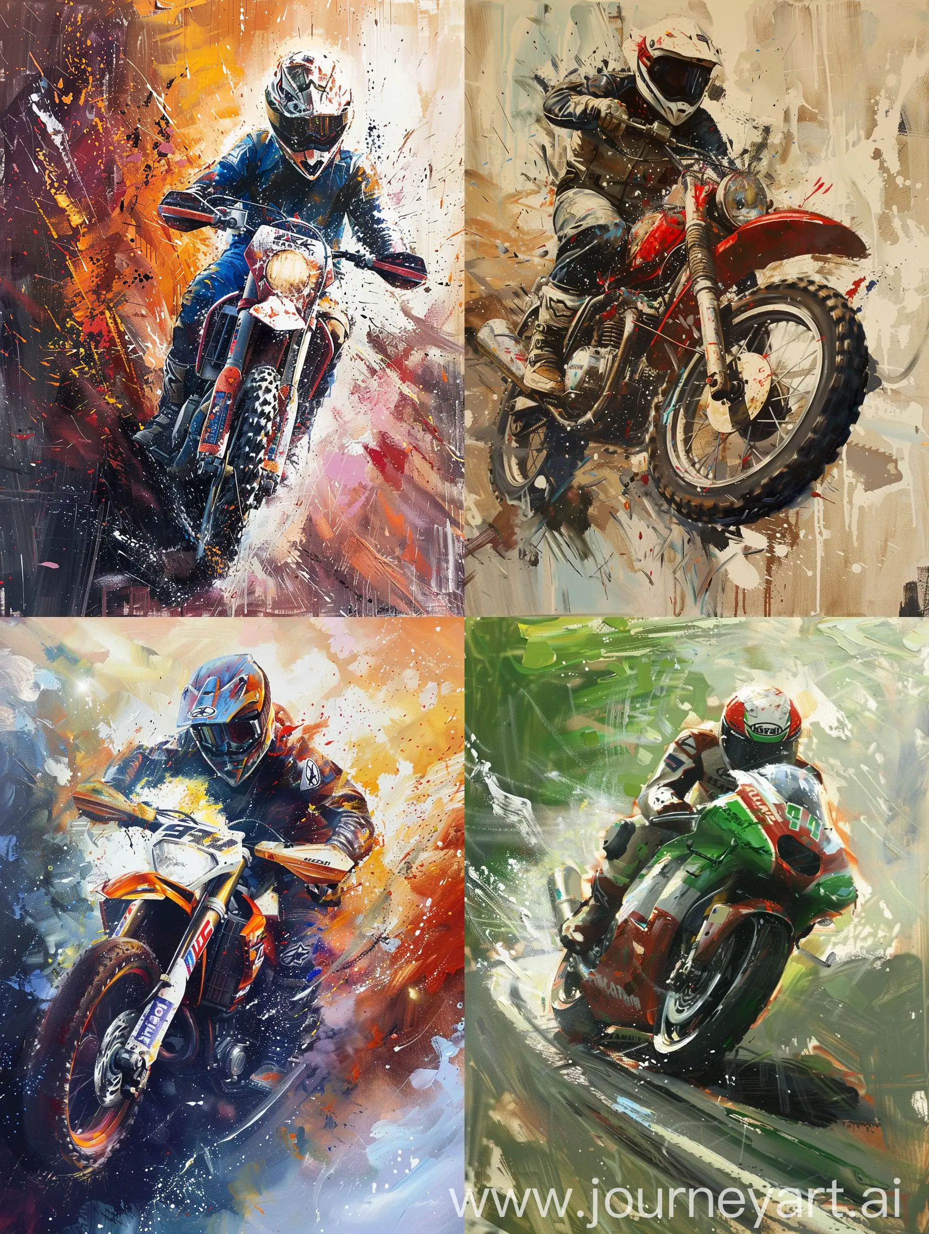 Vibrant-Motorcycle-Racing-Art-Dynamic-Action-with-Oil-Paints-and-Sprays