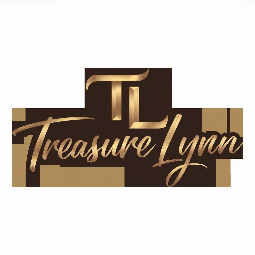 a logo design,with the text "Treasure Lynn", main symbol:TL color gold and dark,Moderate,clear background