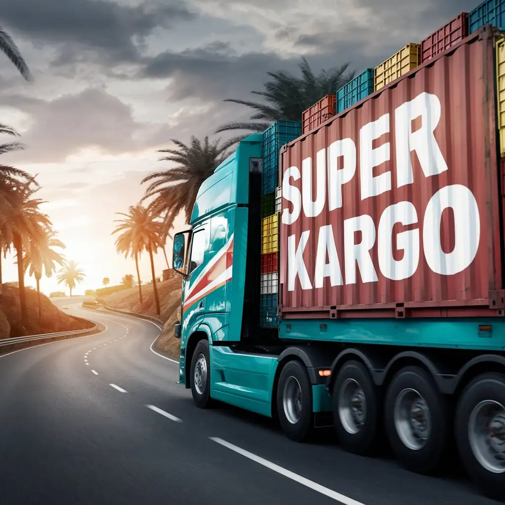 "SUPER KARGO" written on a logistics truck