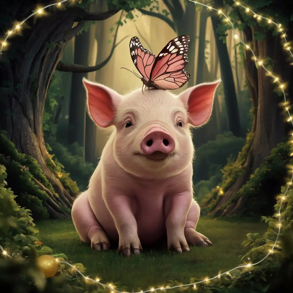 Whimsical-Pig-with-Butterfly-Wings-in-Enchanted-Forest