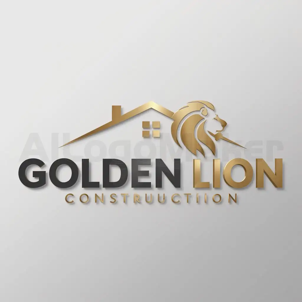 LOGO-Design-For-Golden-Lion-Sturdy-House-Emblem-for-Construction-Industry