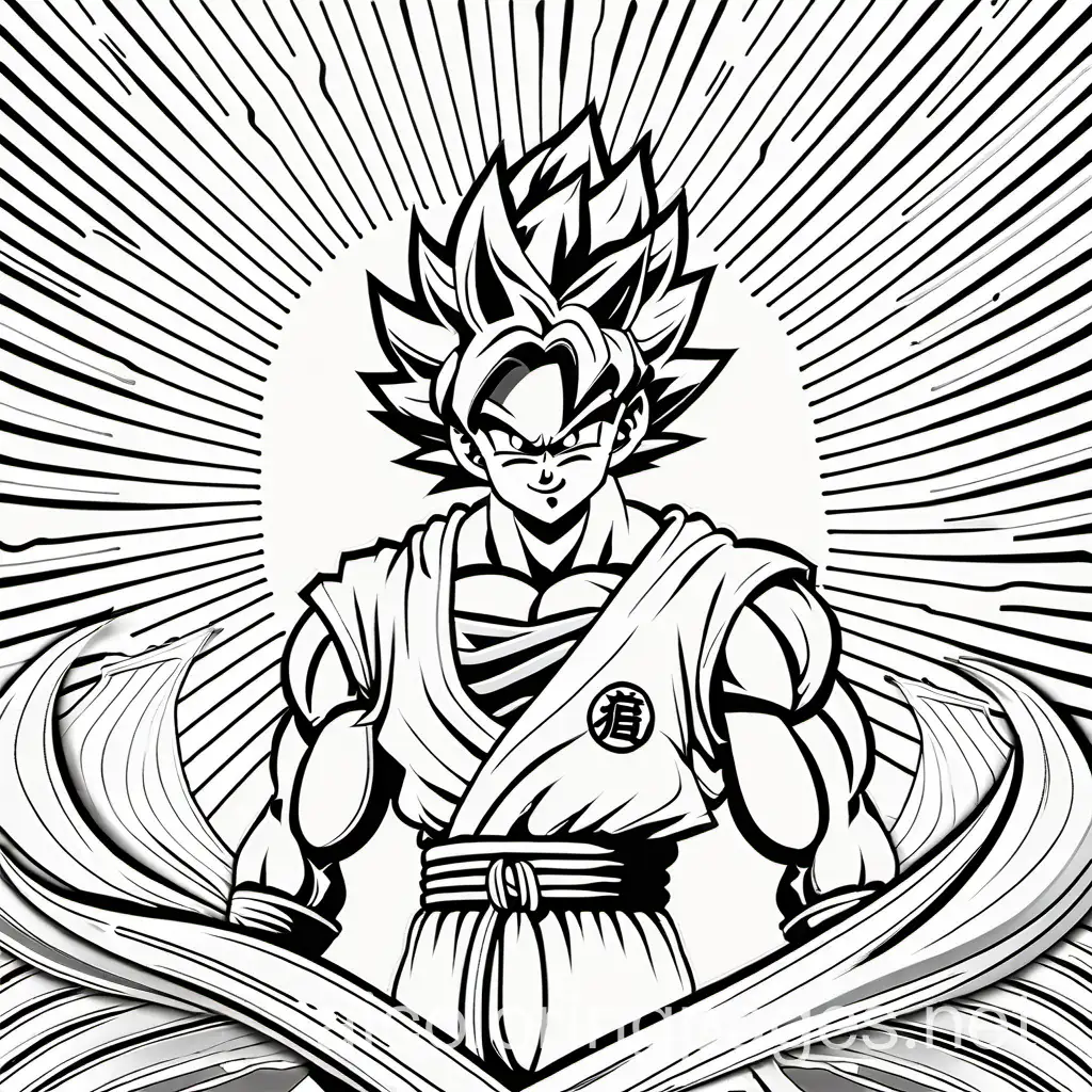 dragon ball, Coloring Page, black and white, line art, white background, Simplicity, Ample White Space. The background of the coloring page is plain white to make it easy for young children to color within the lines. The outlines of all the subjects are easy to distinguish, making it simple for kids to color without too much difficulty
