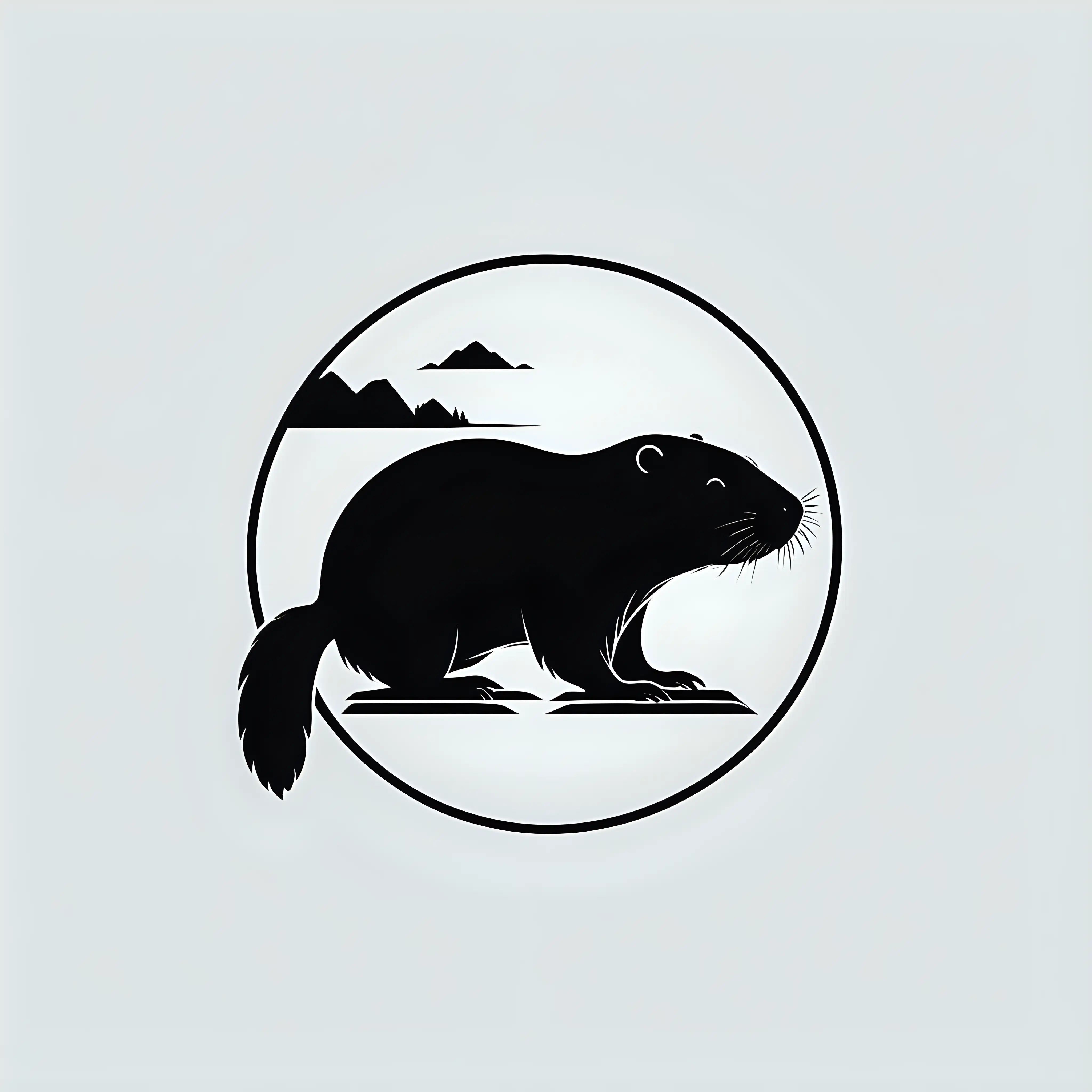 minimalistic logo of a solid black silhouette of a North American beaver on a solid white background