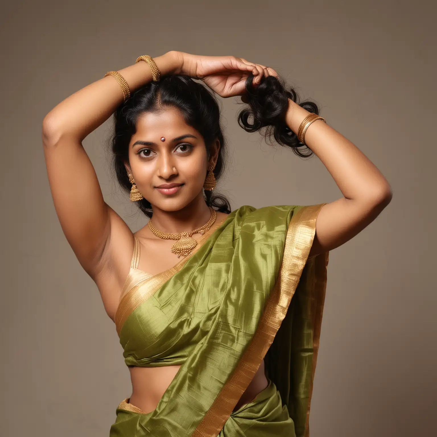Traditional-South-Indian-Women-in-Kerala-Saree-with-Raised-Hands