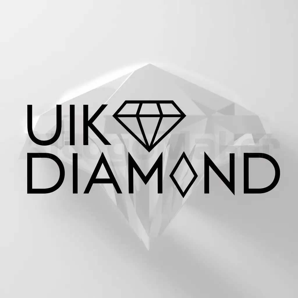 a logo design,with the text "UIK DIMOND", main symbol:DIAMOND,Minimalistic,be used in JEWELRY industry,clear background