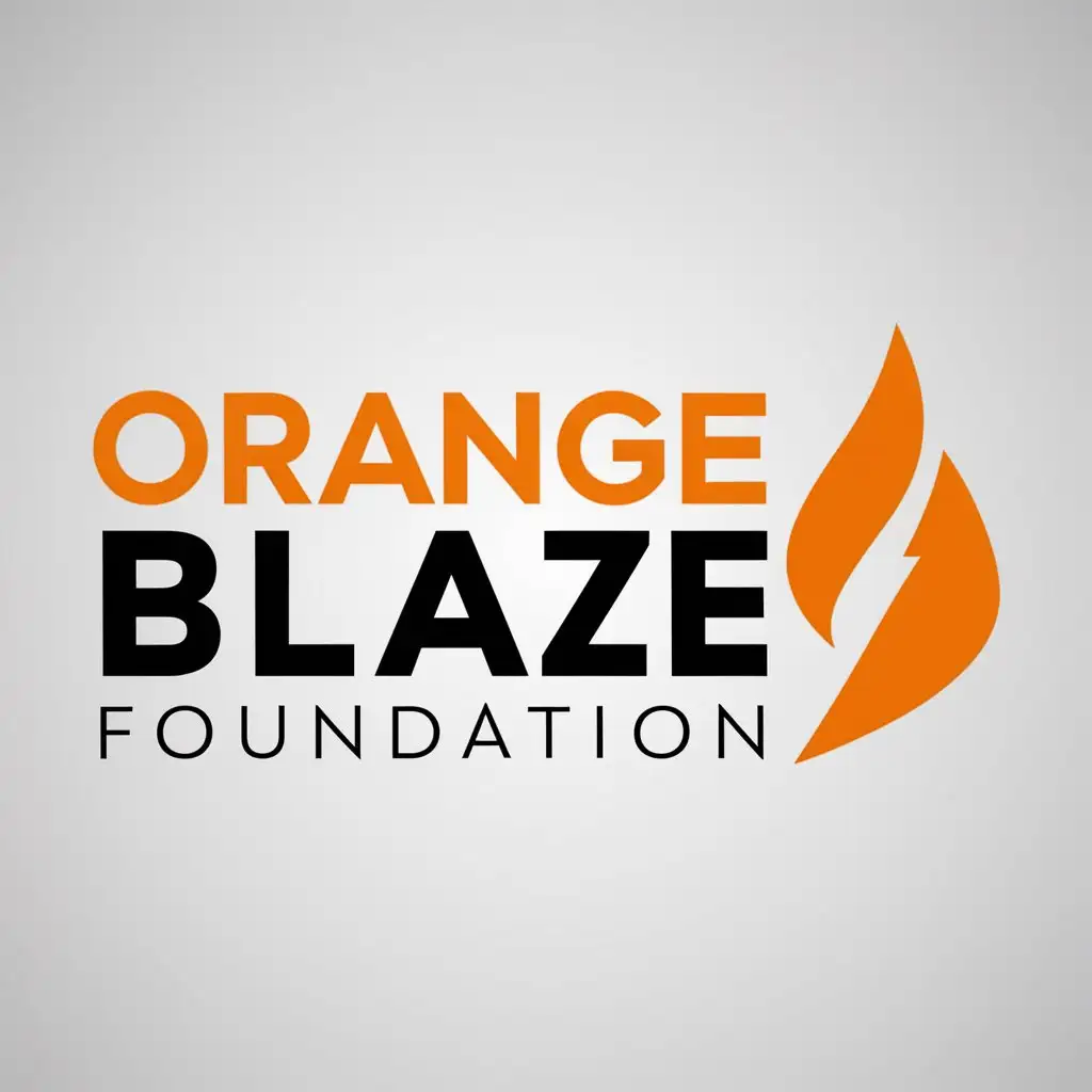 a logo design,with the text "Orange Blaze Foundation", main symbol:orange and black color text only,Minimalistic,clear background