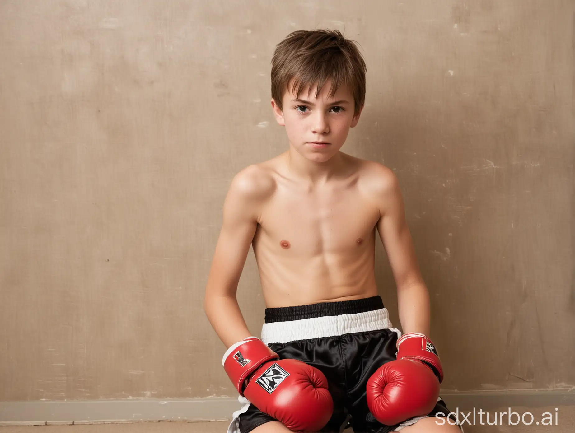 young shirtless boy boxer knocked out