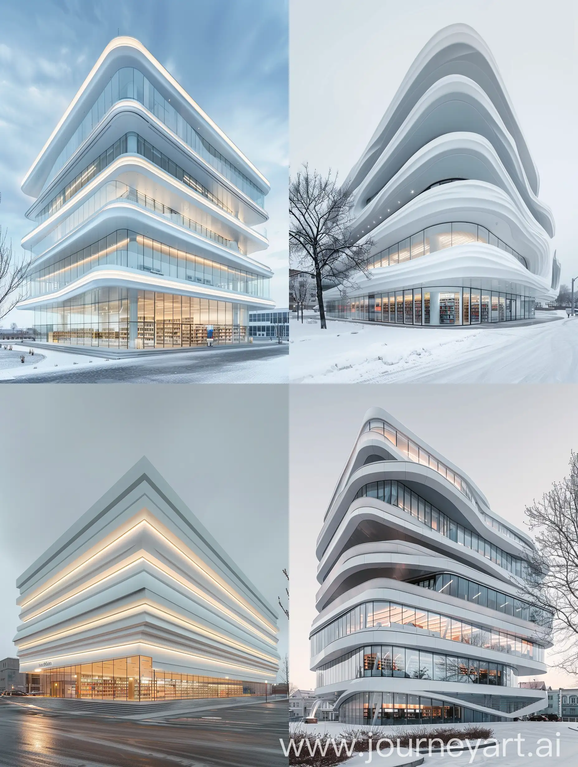Modern-FiveStory-Library-Resembling-a-Stack-of-White-Books