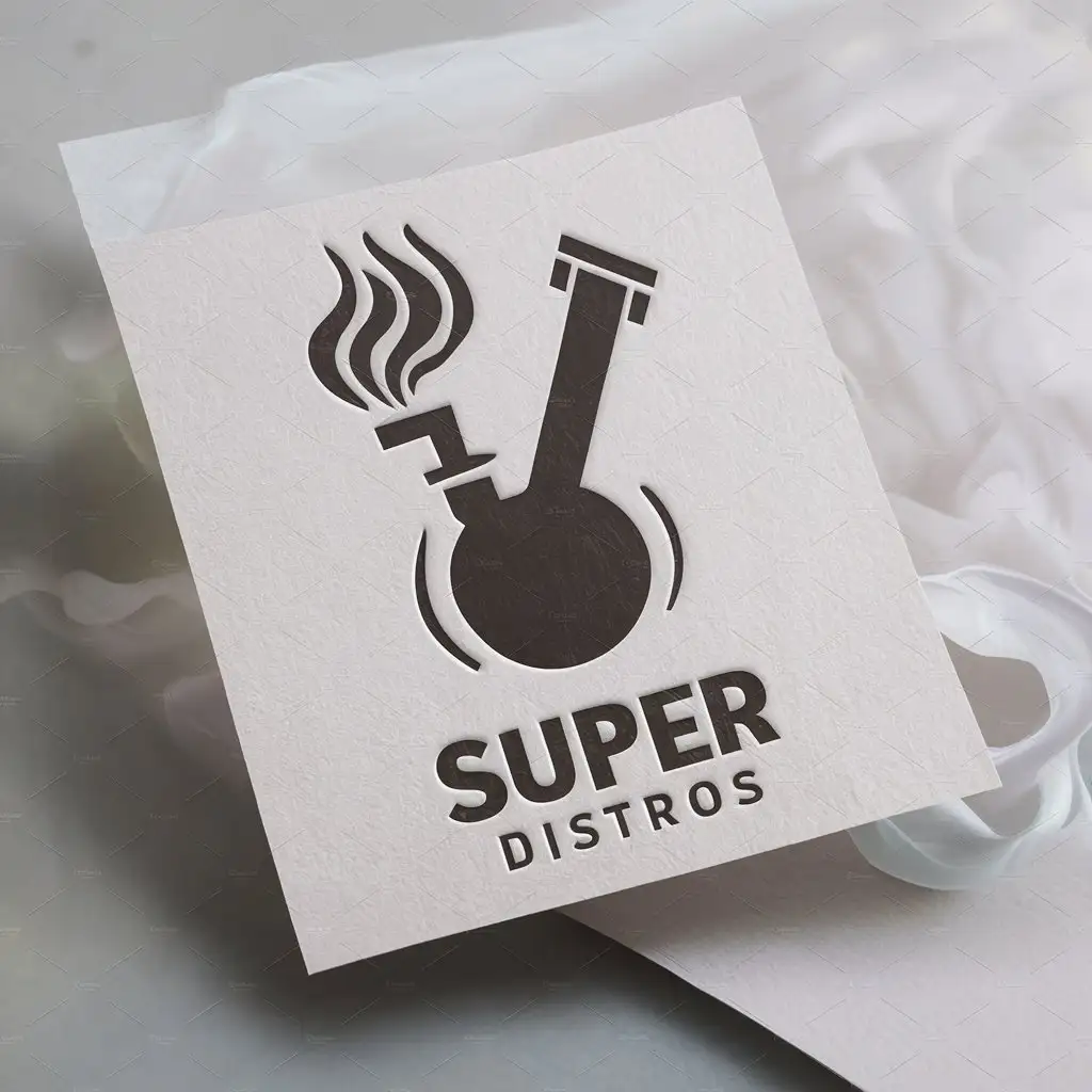 a logo design,with the text "Super Distros", main symbol:The logo should be simple yet eye catching. Logo should include elements relevant to the distribution of smoke shop products. Logo must be white paper mockup,Moderate,clear background