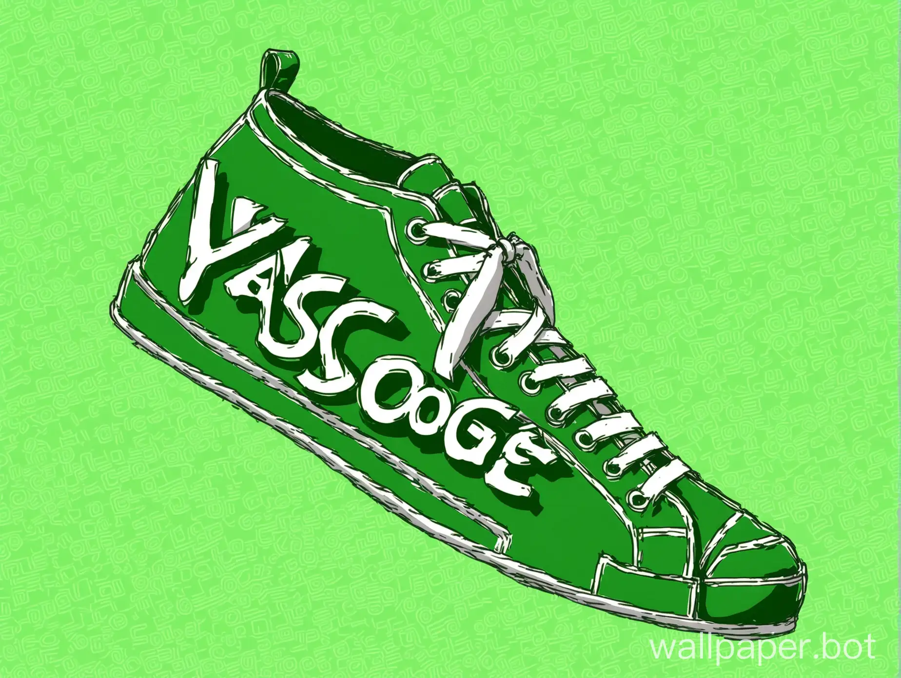 make walapaper shoe with green theme background , but cool the name YASOGE