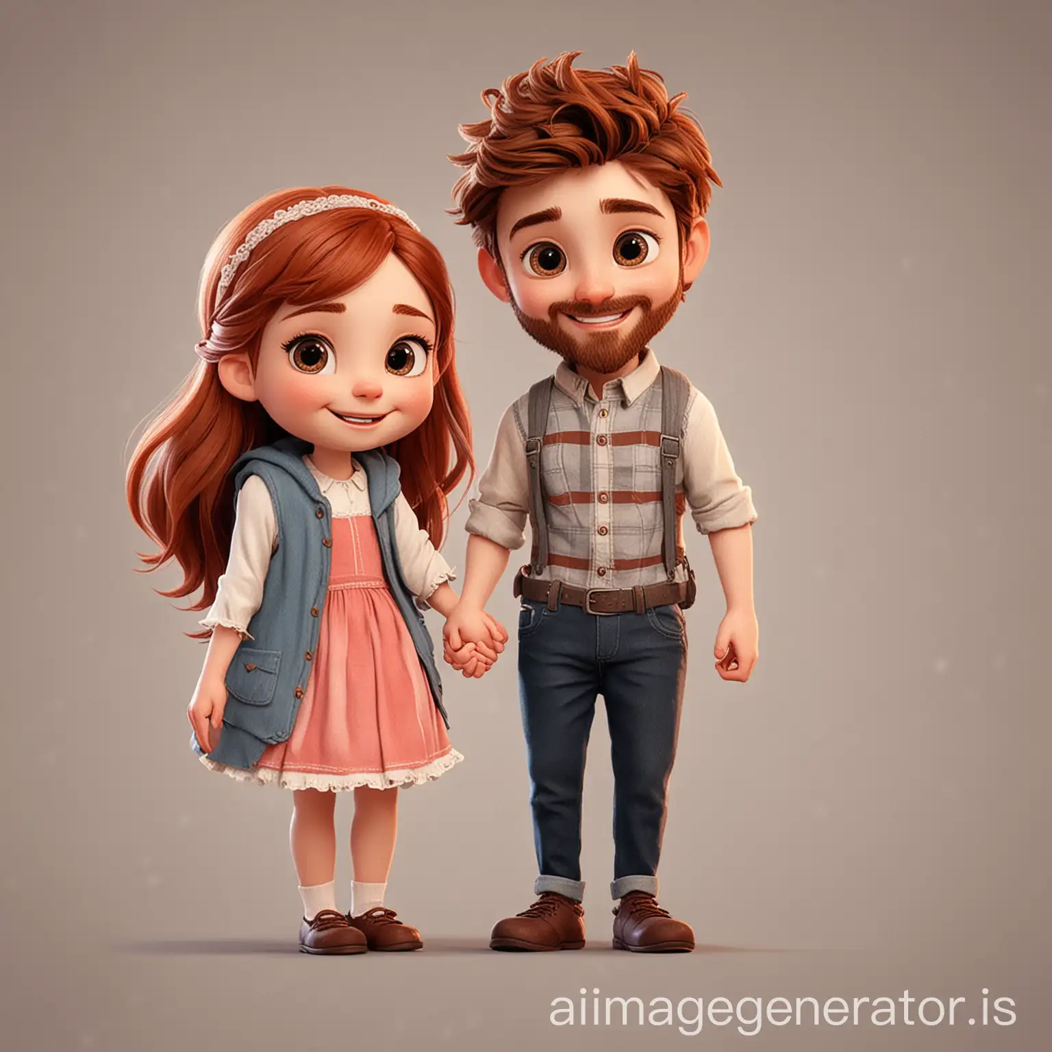 animated couples a boy with a beard and a girl with the most pretties smile holding hand