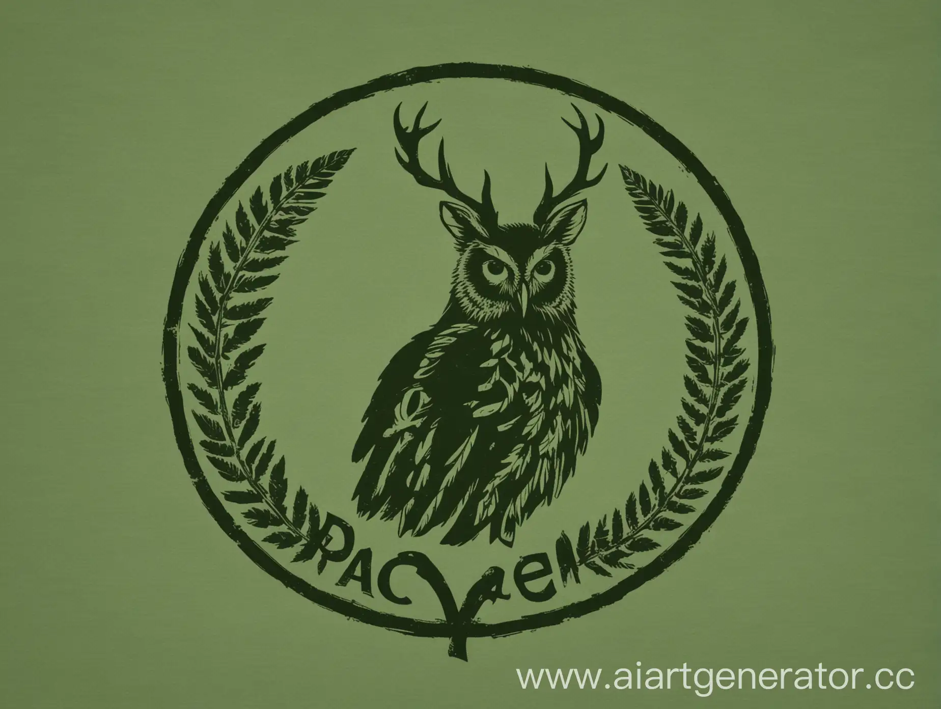 Peaceful-Owl-Silhouette-Logo-on-Fern-Green-Background