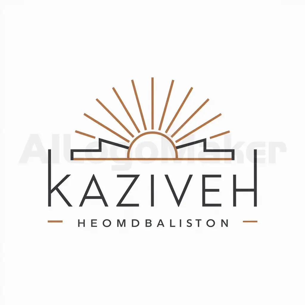 a logo design,with the text "kaziveh", main symbol:Architectural logo design with the concept of sunrise,Minimalistic,clear background