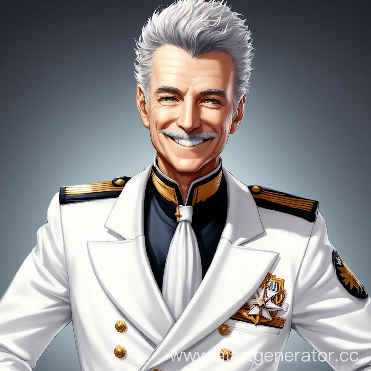 адмирал улыбка белый костюм  щетина