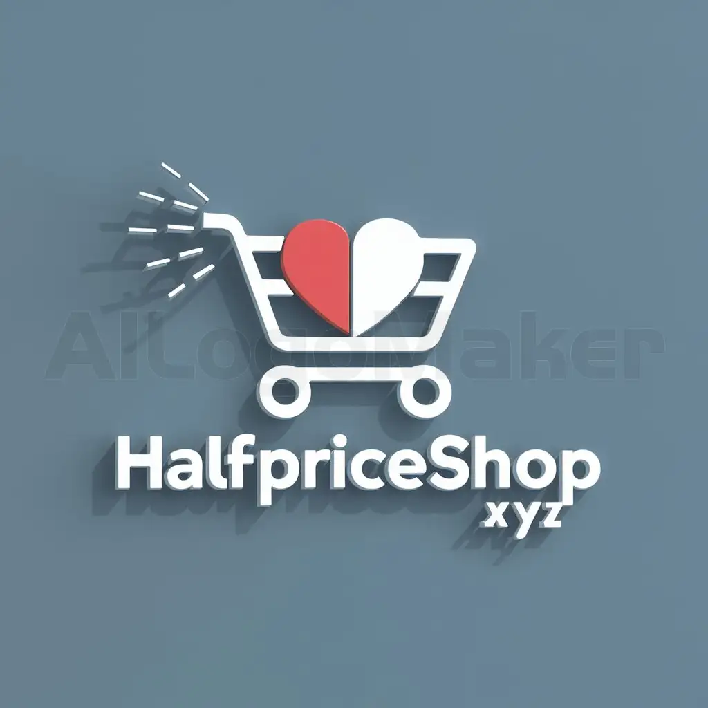 LOGO-Design-For-HalfPriceShopxyz-Heart-Divided-Shopping-Trolley-on-a-Clear-Background