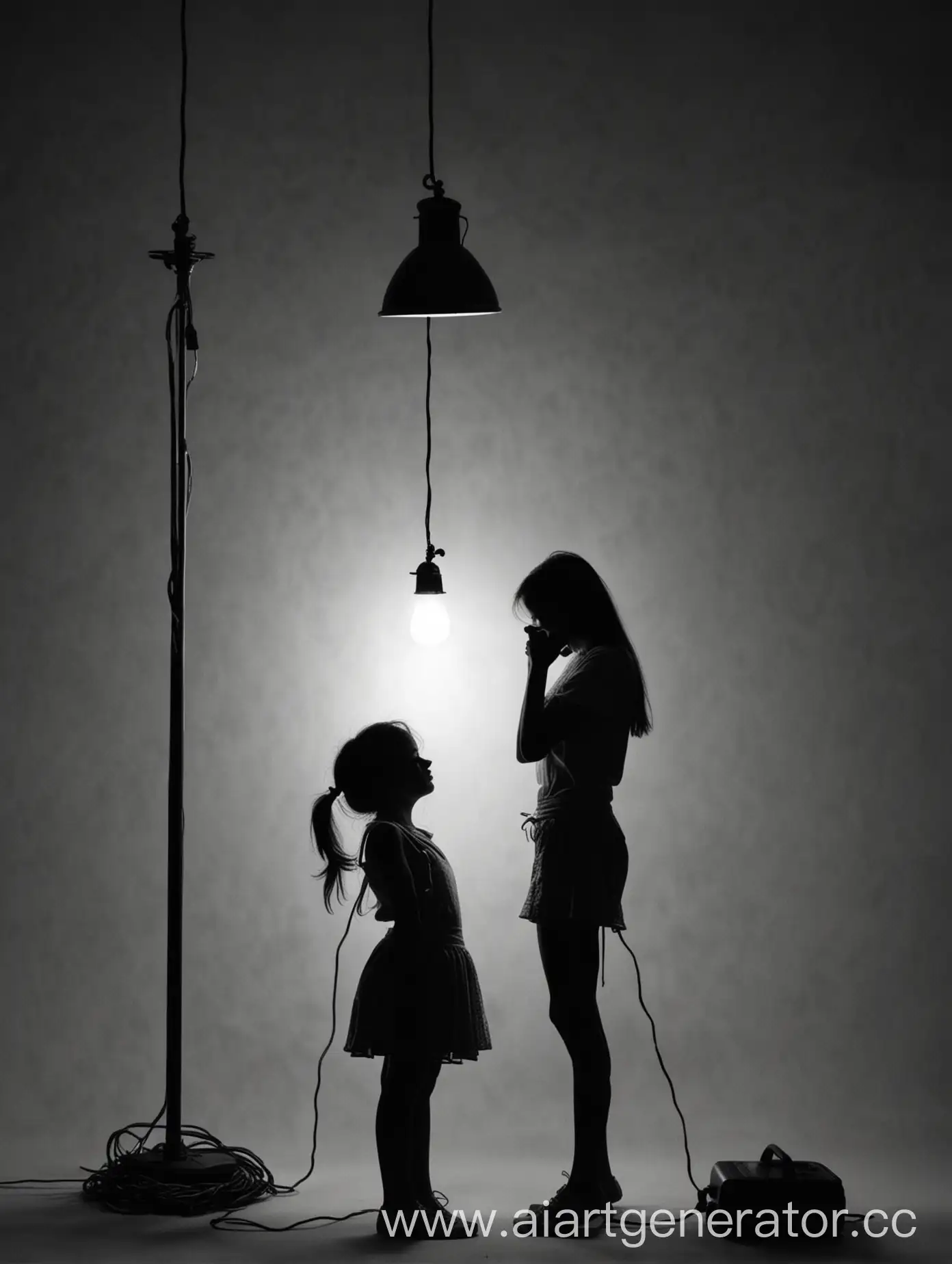 Silhouette-of-Thoughtful-Girl-Contemplating-Lamp-Light