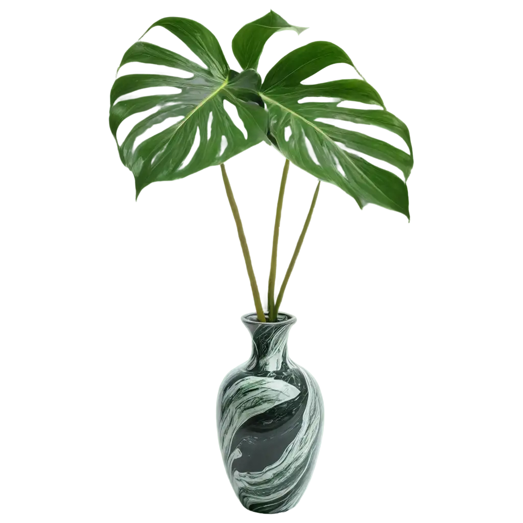 Monstera in a vase marble, perfect for interior design