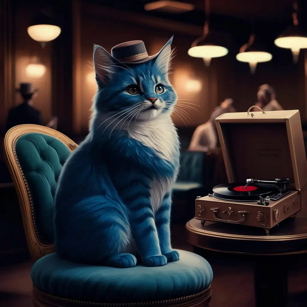 majestic blue feline loves jazz music