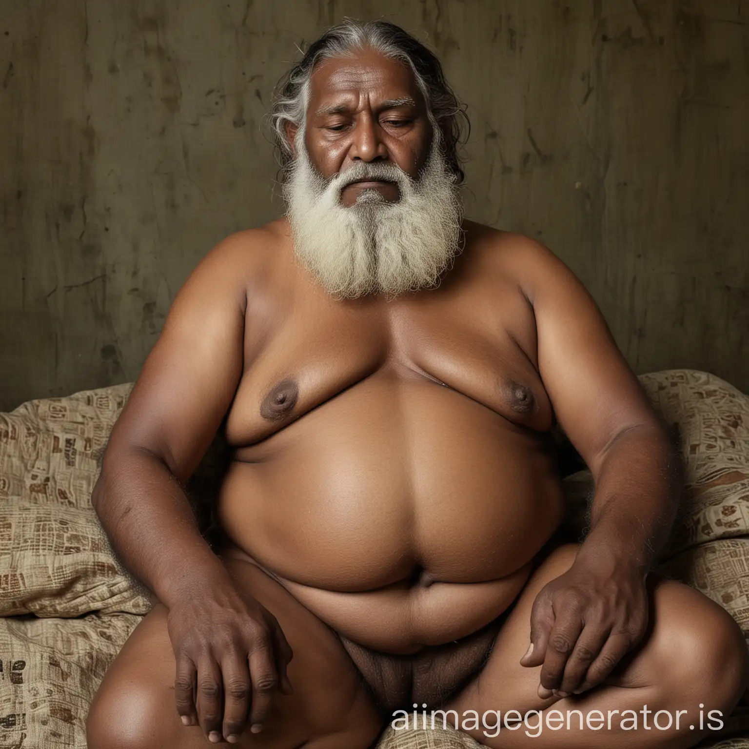 Sleeping Elderly Homeless Indian Man | AI Image Generator