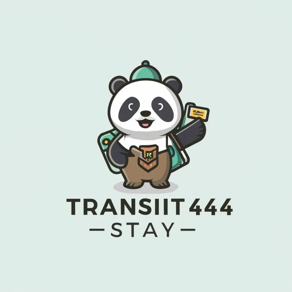 a logo design,with the text "transit144stay", main symbol:a panda,Moderate,be used in Travel industry,clear background