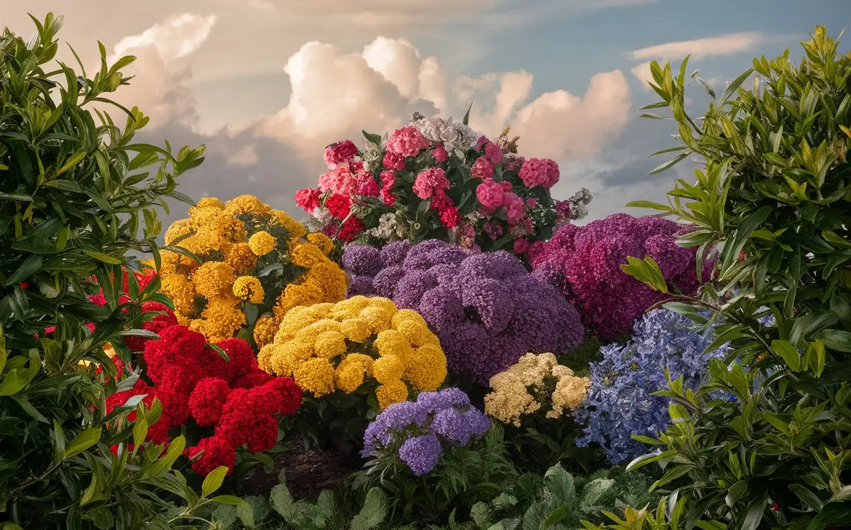 Colorful-Garden-with-Blooming-Flowers-and-Lush-Shrubs