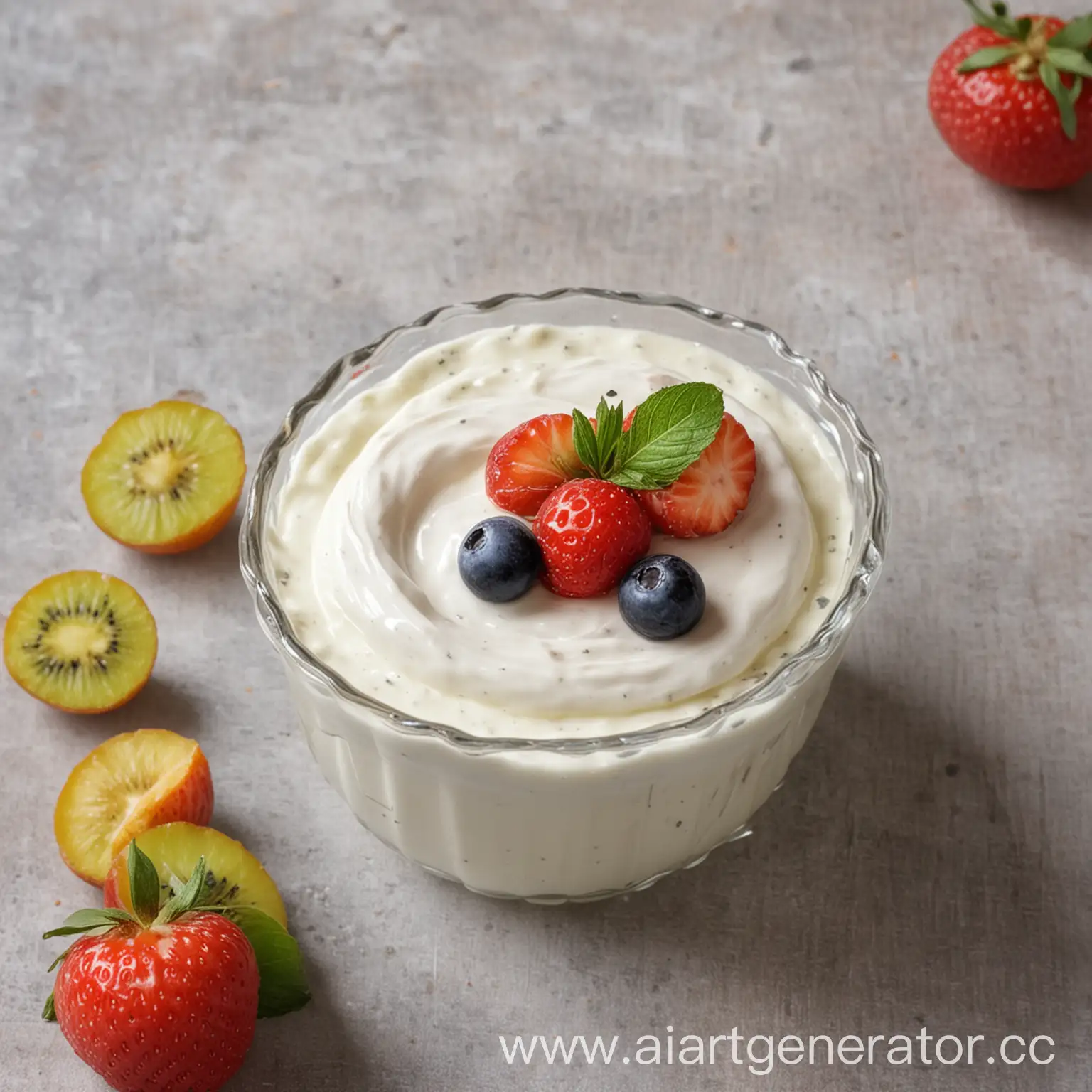 Yogurt-with-Fruit-Mix-on-White-Background