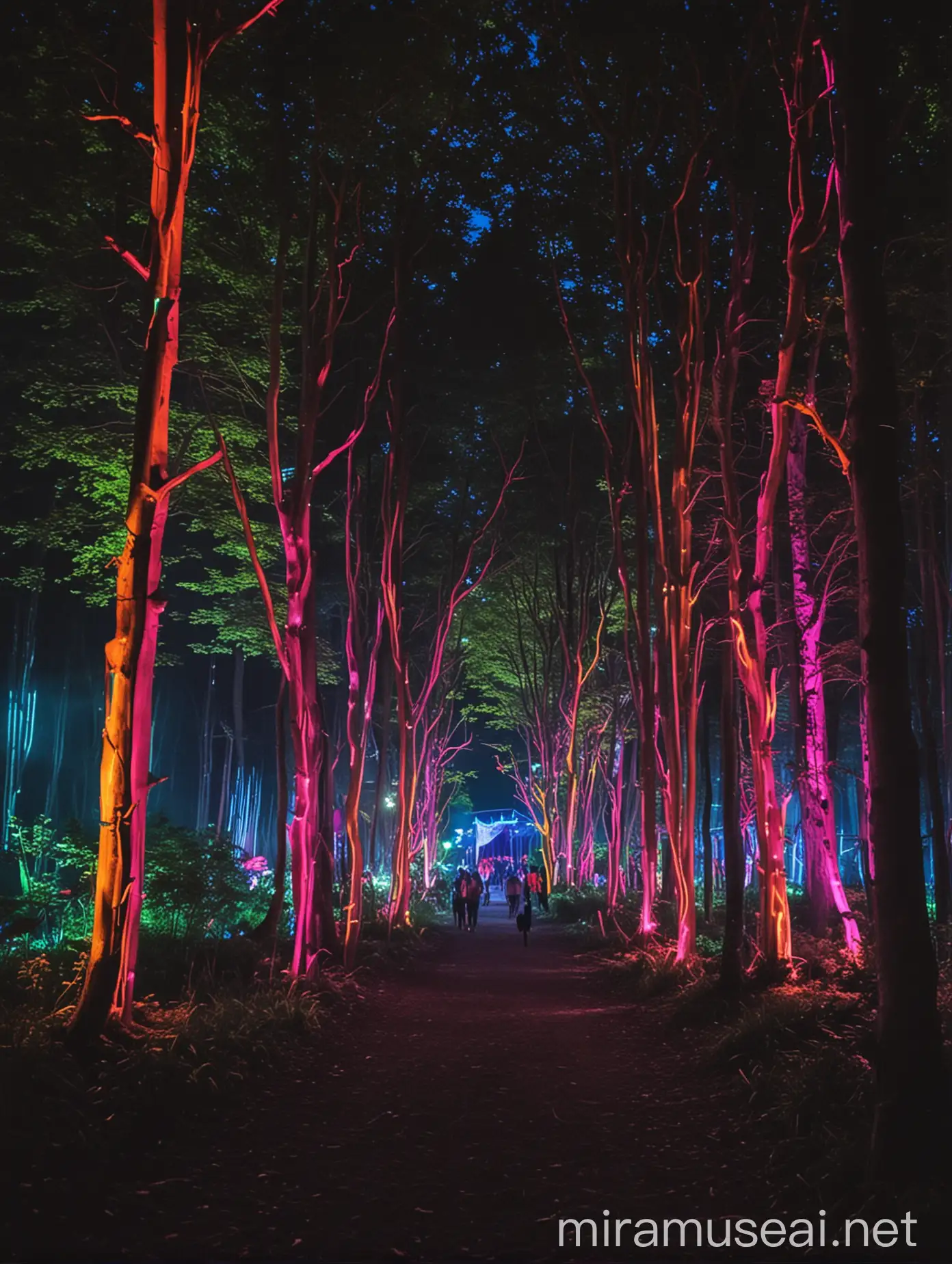 waldfest festival bäume neon

nacht