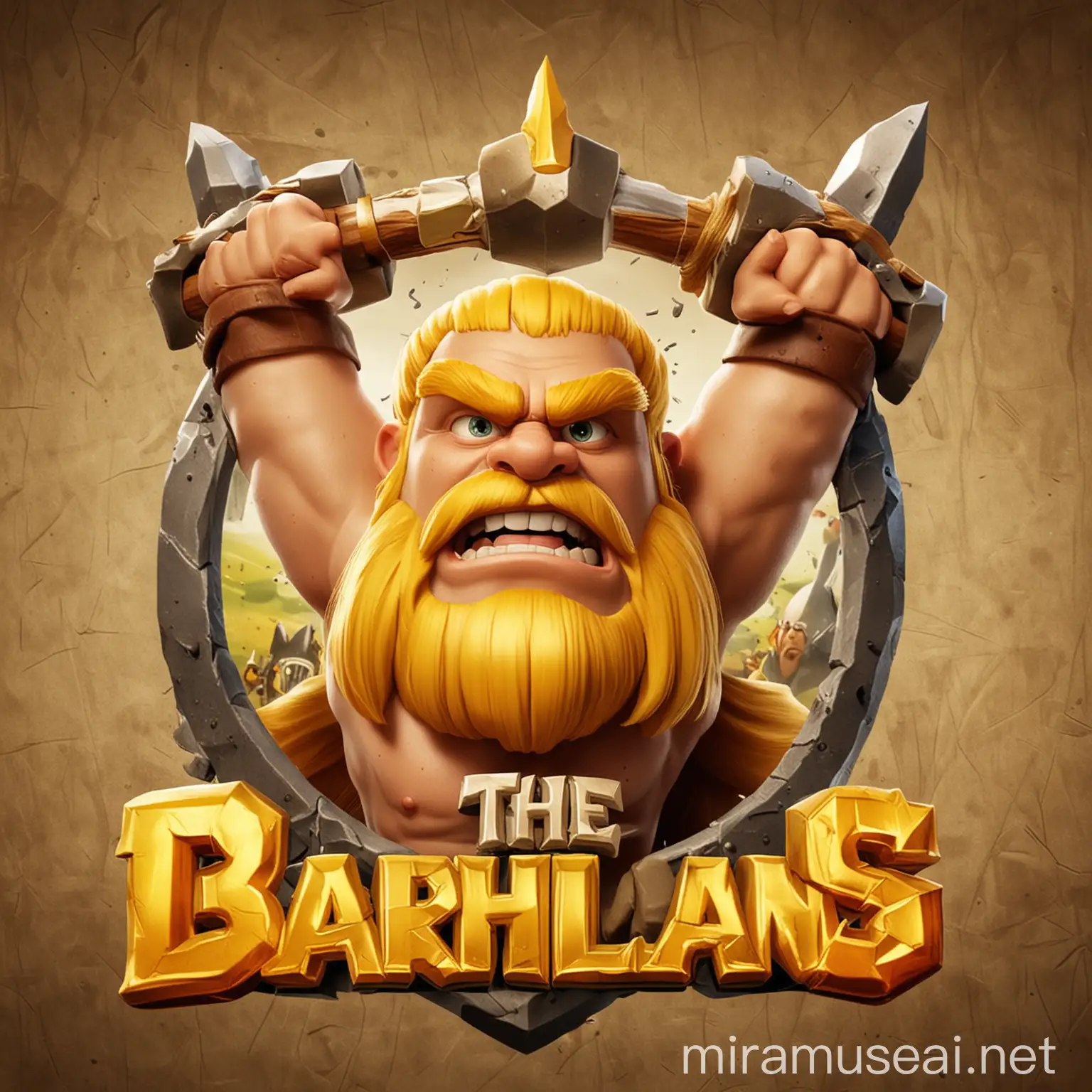 Clash of Clans Clan Logo The Barbillions with Golden Barbarian Character