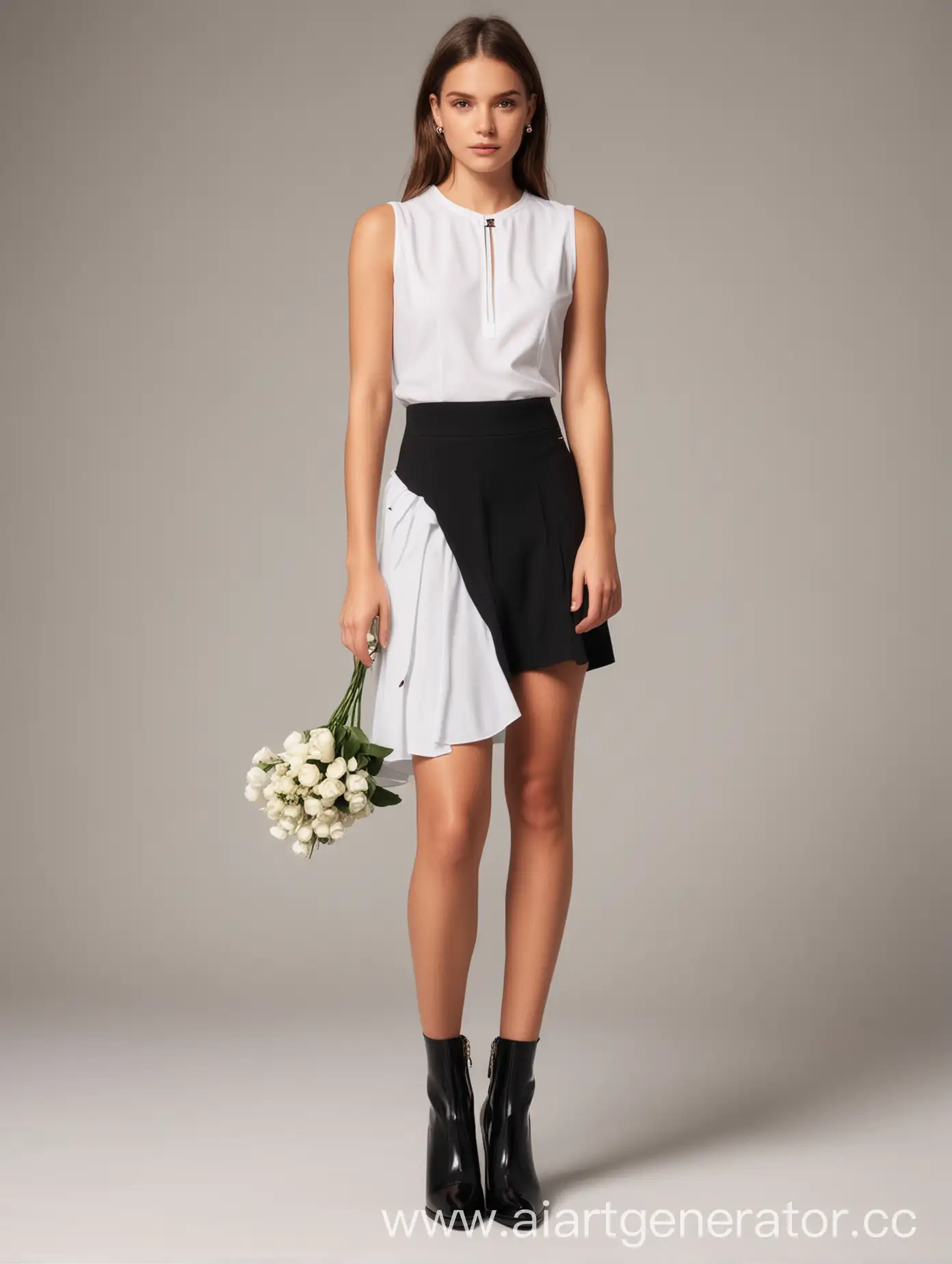 Официальный образ для девушки белый верх черный низ для того, чтобы возложить цветы у траурного мемориала, в стиле Tommy Hilfiger 