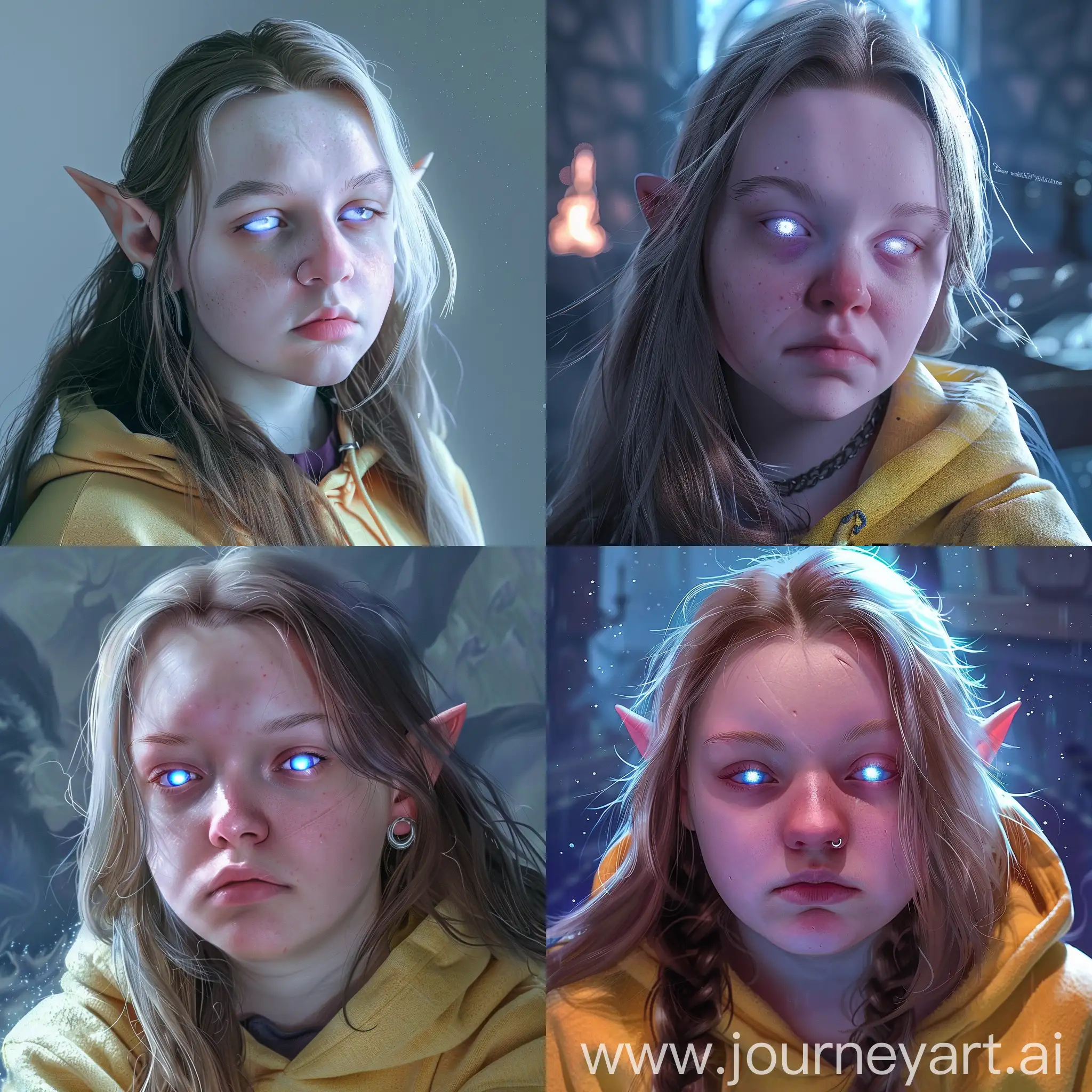 white-haired cute female illidari elf, World of Warcraft elf, with glowing blue demon eyes, ultra quality, World of warcraft illidari style