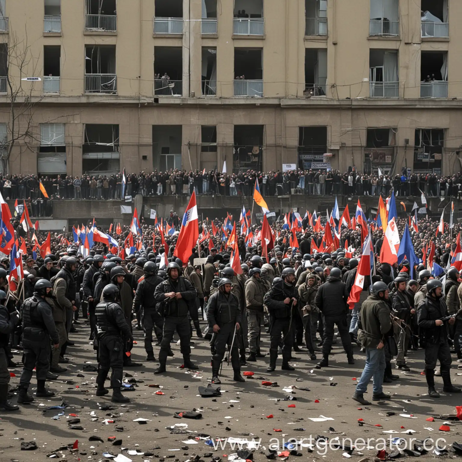 35000 жестких мятежников у здания телевидения в бедном Ереване,1 марта час ночи,2008 год с флагами и плакатами,50 раненых и 600 арестованных,много барикад и оружия 