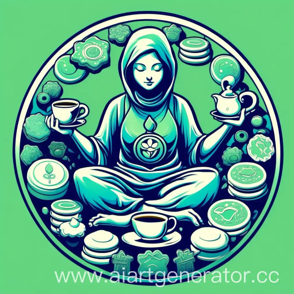 Zen-Lounge-with-Lotus-Pose-Tea-and-Games-in-BlueGreen-Palette