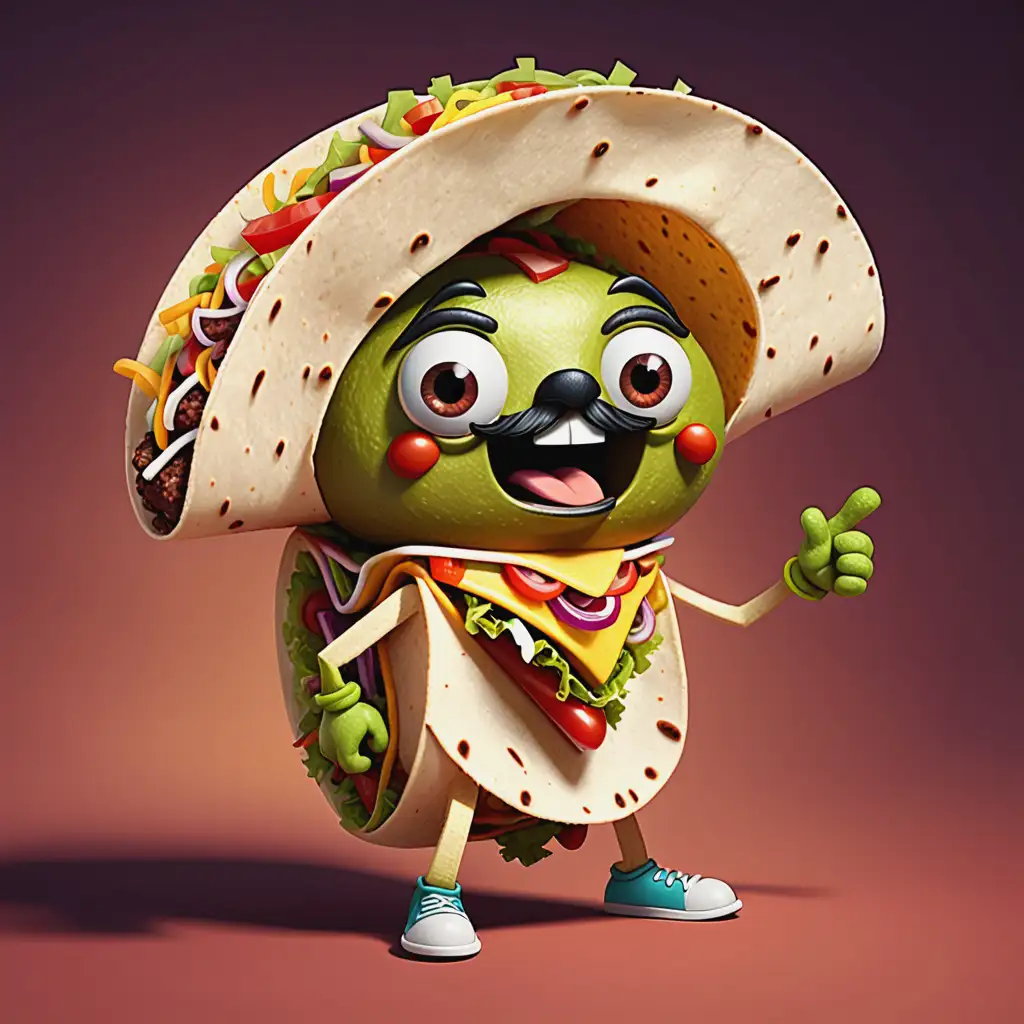 Anthropomorphized-Taco-Character-in-Vibrant-Mexican-Fiesta