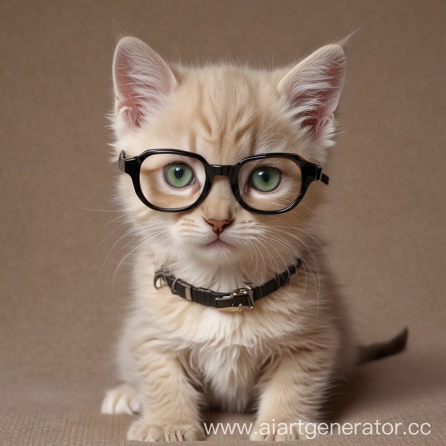 Зеленоглазый котенок в очках