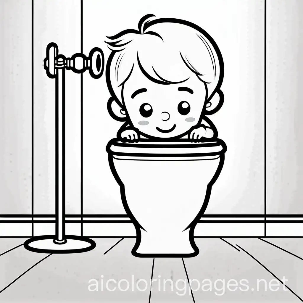 Curious-Boy-Peeking-into-Toilet-Black-and-White-Line-Art-Coloring-Page