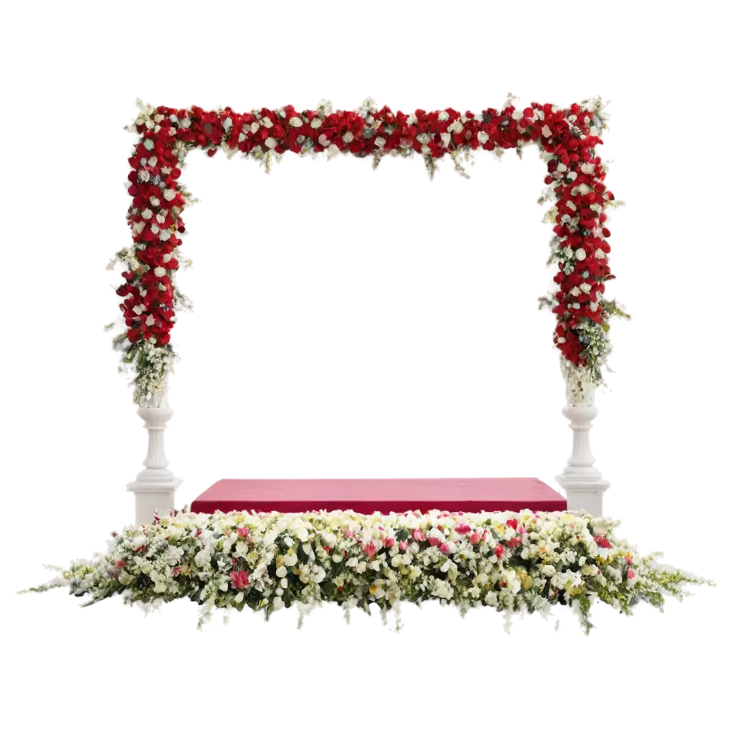 HighQuality-Maroon-Flower-Decor-Stage-PNG-Image-Enhance-Your-Designs-with-Stunning-Floral-Elements