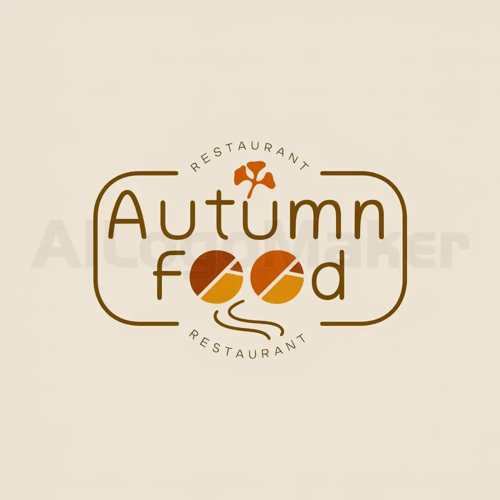 a logo design,with the text "autumn food", main symbol:ginkgo, river, circular, cute,Minimalistic,be used in Restaurant industry,clear background