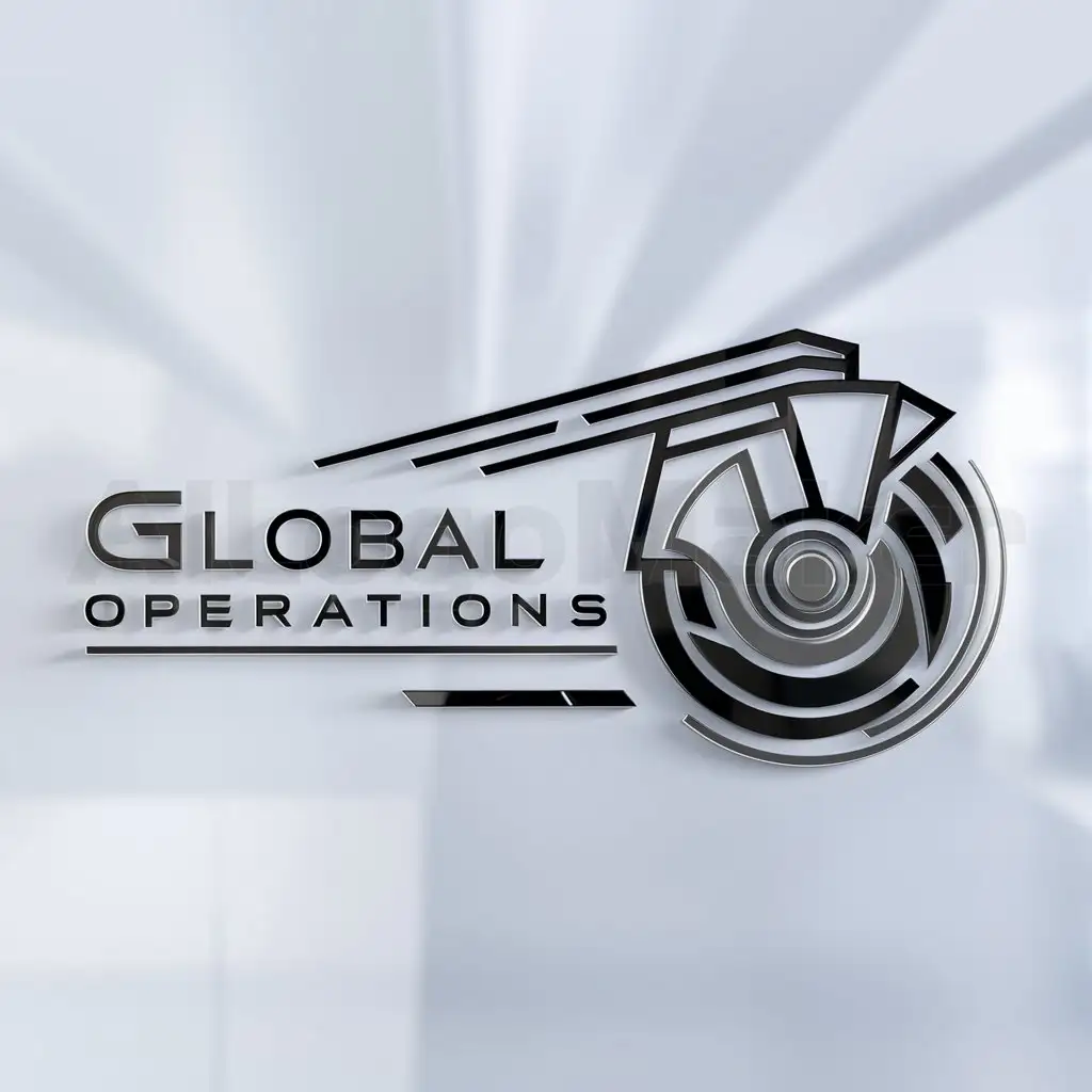 a logo design,with the text "Global operations", main symbol:Grinding machine,Minimalistic,be used in Technology industry,clear background