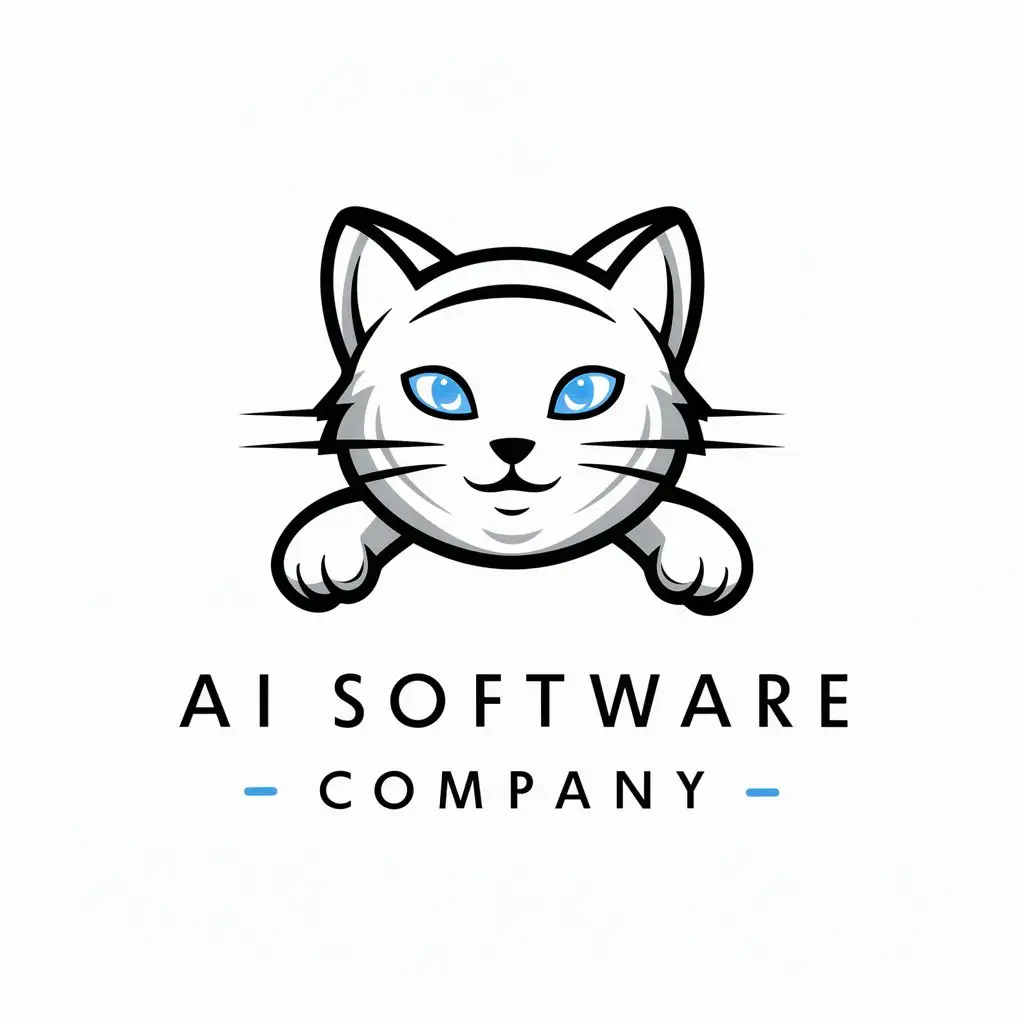 a logo design,with the text "AI software company's logo", main symbol:cat,Moderate,be used in Internet industry,clear background