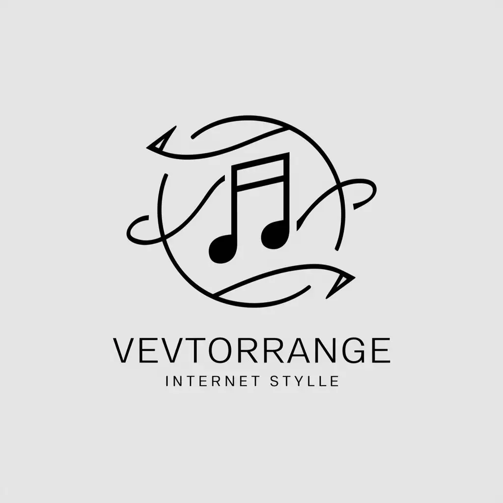 a logo design,with the text "VevtorRange", main symbol:notes, Möbius strip, arrows,Minimalistic,be used in Internet industry,clear background