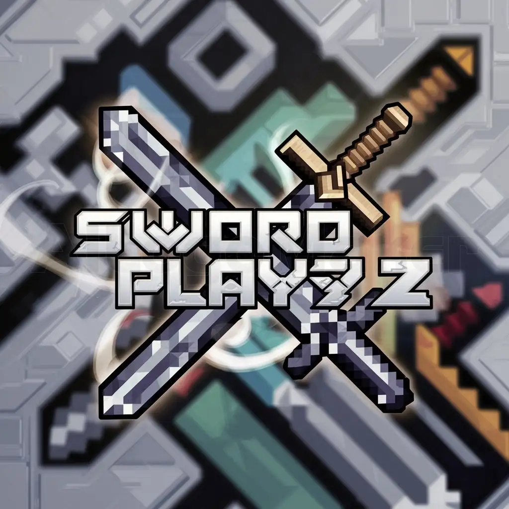 a logo design,with the text "Sword Playz", main symbol:Minecraft,complex,clear background