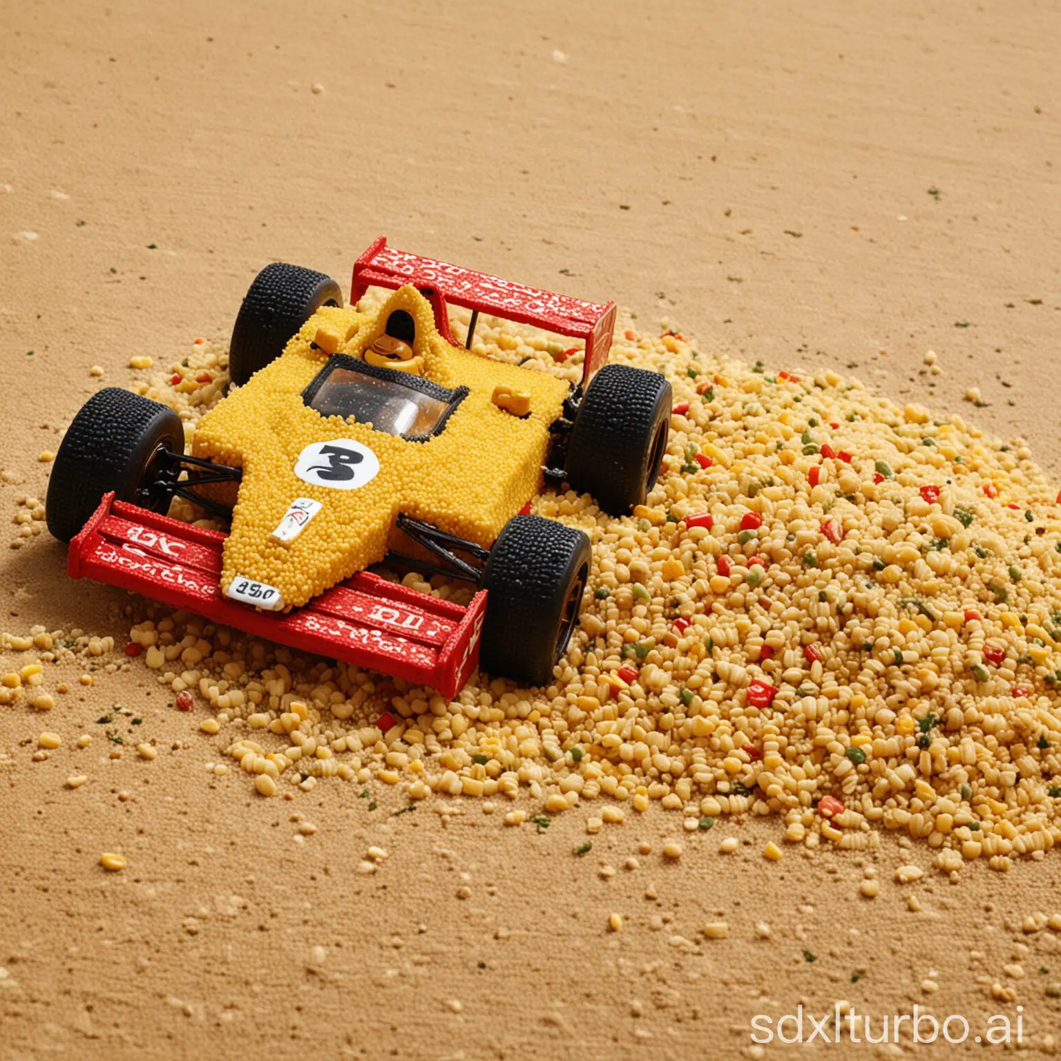 a race car in couscous